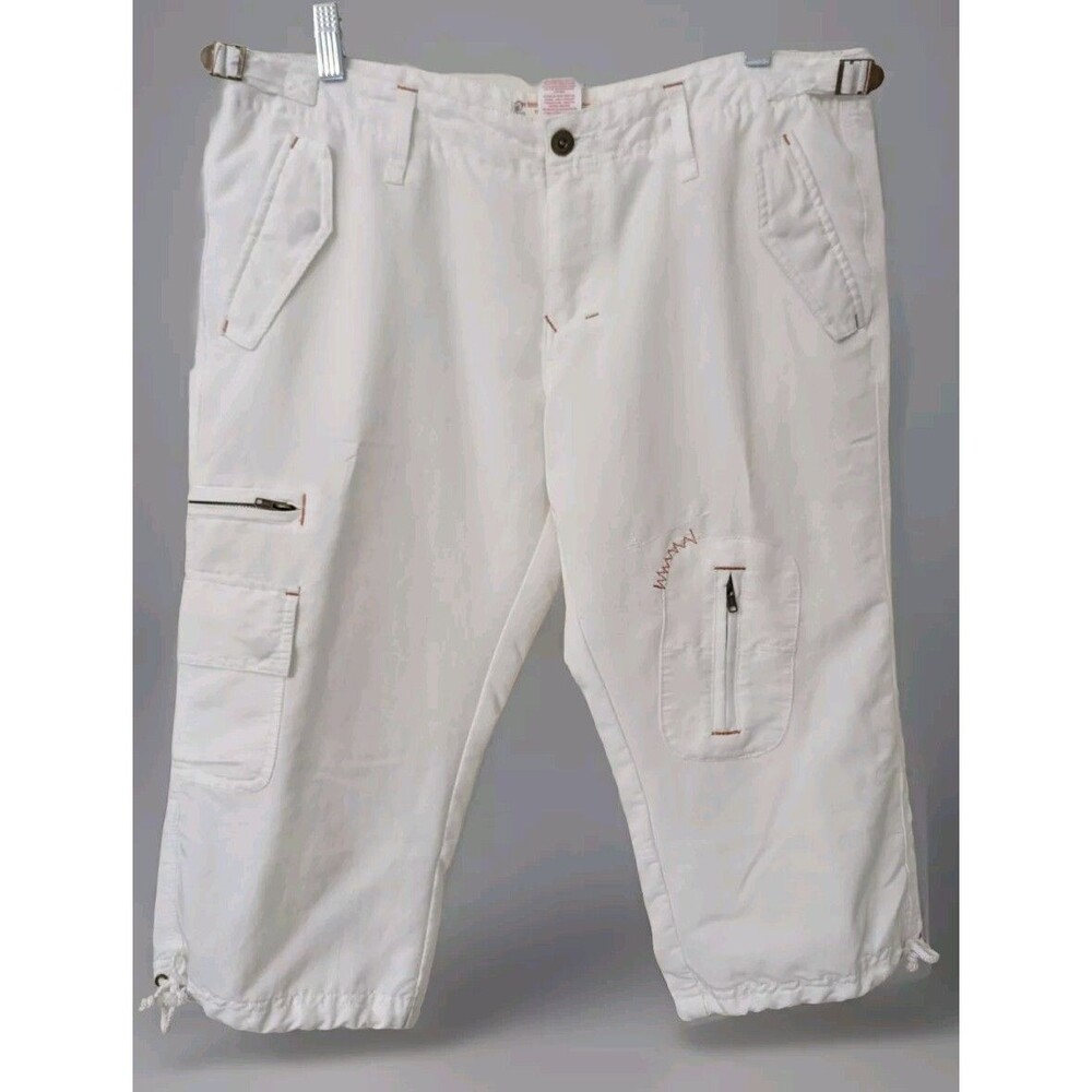 Y2K No Boundaries Cargo Capris Size 15 Drawstring White Vintage